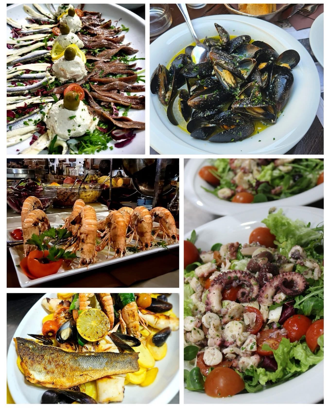 Selection of Adriatic seafood dishes